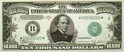 Historic US $10,000 bill