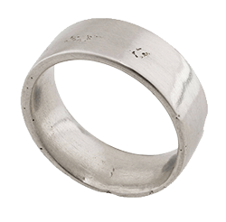 Sterling silver ring on white background