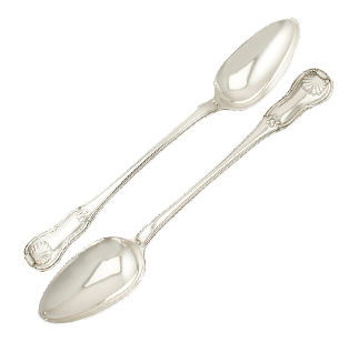 Sterling silver spoons on white background